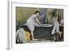 Woman Testing Water Temperature in Bathtub-null-Framed Giclee Print