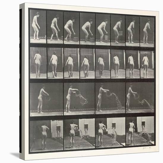 Woman Throwing a Bucket of Water, Plate 401 from 'Animal Locomotion', 1887-Eadweard Muybridge-Stretched Canvas