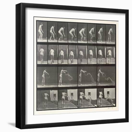 Woman Throwing a Bucket of Water, Plate 401 from 'Animal Locomotion', 1887-Eadweard Muybridge-Framed Giclee Print