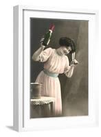 Woman Toasting with Champagne Flute-null-Framed Art Print