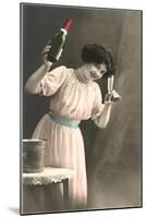 Woman Toasting with Champagne Flute-null-Mounted Art Print