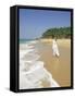 Woman Tourist Walking Along the Beach, Kovalam, Kerala State, India, Asia-Gavin Hellier-Framed Stretched Canvas