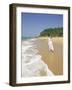 Woman Tourist Walking Along the Beach, Kovalam, Kerala State, India, Asia-Gavin Hellier-Framed Photographic Print