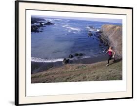 Woman Trail Running, Mendocino, California-Tom Stillo-Framed Art Print