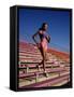Woman Training on Stadium Stairs-null-Framed Stretched Canvas