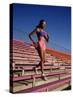 Woman Training on Stadium Stairs-null-Stretched Canvas