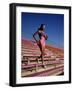 Woman Training on Stadium Stairs-null-Framed Photographic Print