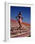 Woman Training on Stadium Stairs-null-Framed Photographic Print