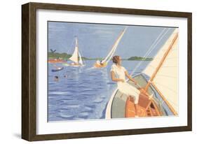 Woman Trimming the Sail-null-Framed Art Print