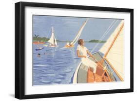 Woman Trimming the Sail-null-Framed Art Print