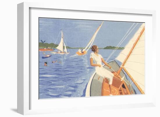 Woman Trimming the Sail-null-Framed Art Print