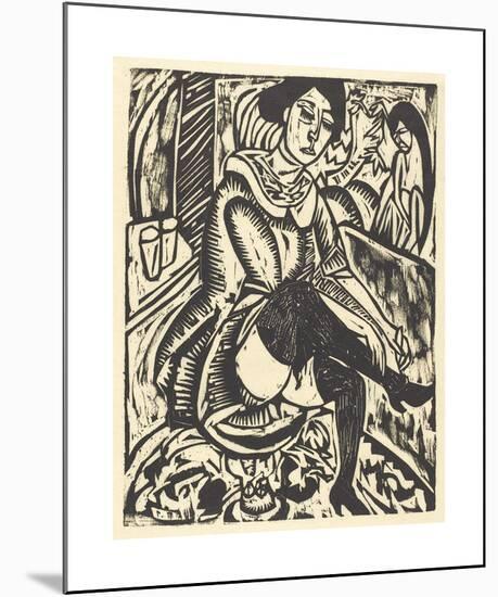 Woman Tying Her Shoe-Ernst Ludwig Kirchner-Mounted Premium Giclee Print