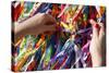 Woman Tying Lucky Ribbon at Igreja Nosso Senhor do Bonfim Church, Salvador, Bahia, Brazil-Yadid Levy-Stretched Canvas