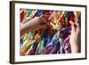 Woman Tying Lucky Ribbon at Igreja Nosso Senhor do Bonfim Church, Salvador, Bahia, Brazil-Yadid Levy-Framed Photographic Print