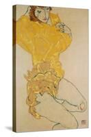 Woman Undressing, 1914-Egon Schiele-Stretched Canvas