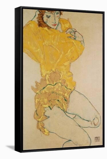 Woman Undressing, 1914-Egon Schiele-Framed Stretched Canvas