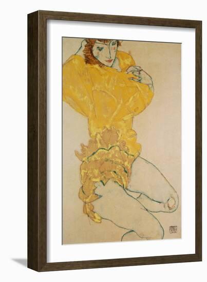 Woman Undressing, 1914-Egon Schiele-Framed Giclee Print