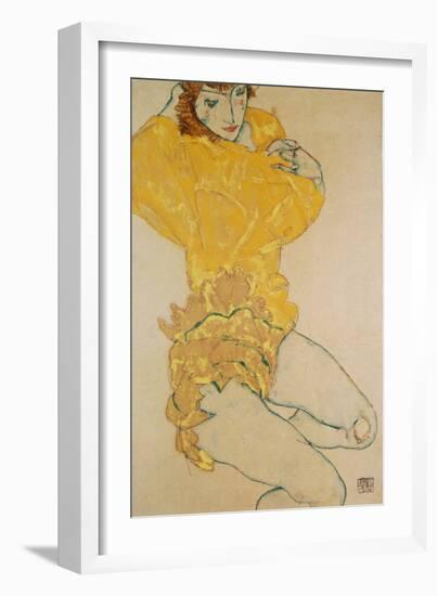 Woman Undressing, 1914-Egon Schiele-Framed Giclee Print