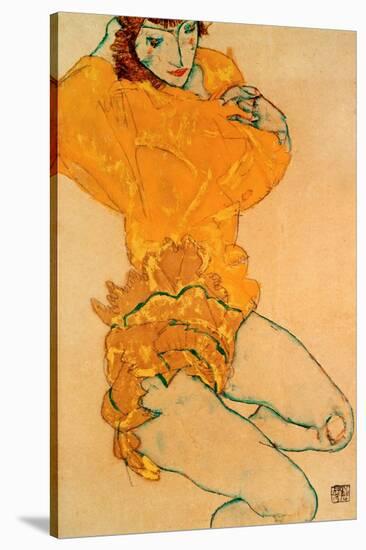 Woman Undressing, 1914-Egon Schiele-Stretched Canvas