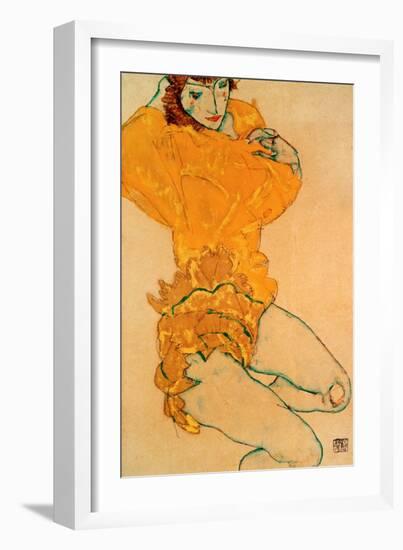 Woman Undressing, 1914-Egon Schiele-Framed Giclee Print