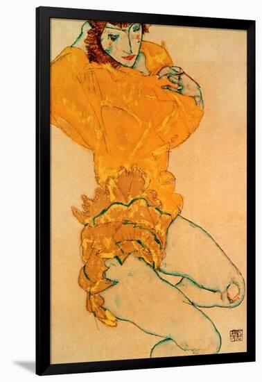 Woman Undressing, 1914-Egon Schiele-Framed Giclee Print