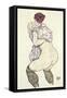 Woman Undressing, 1917-Egon Schiele-Framed Stretched Canvas