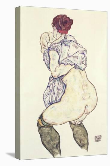 Woman Undressing, 1917-Egon Schiele-Stretched Canvas
