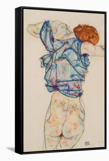 Woman Undressing-Egon Schiele-Framed Stretched Canvas