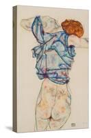 Woman Undressing-Egon Schiele-Stretched Canvas