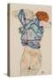 Woman Undressing-Egon Schiele-Stretched Canvas