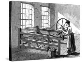 Woman Using a Spinning Jenny, C1880-null-Stretched Canvas