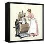 Woman Using Bradford's Vowel Washing-Machine with the New Acorn Wringer-null-Framed Stretched Canvas