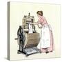 Woman Using Bradford's Vowel Washing-Machine with the New Acorn Wringer-null-Stretched Canvas