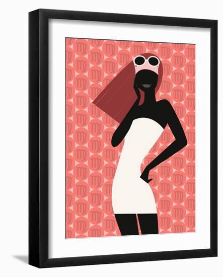 Woman Using Cell Phone-null-Framed Giclee Print