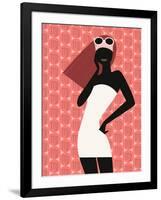 Woman Using Cell Phone-null-Framed Giclee Print