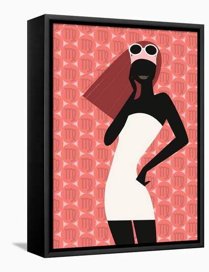 Woman Using Cell Phone-null-Framed Stretched Canvas