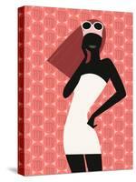 Woman Using Cell Phone-null-Stretched Canvas