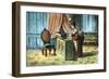 Woman Using Sewing Machine Patented by Elias Howe [C1878]-null-Framed Giclee Print