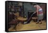 Woman Vacuuming Living Room-William P. Gottlieb-Framed Stretched Canvas