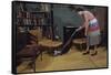 Woman Vacuuming Living Room-William P. Gottlieb-Framed Stretched Canvas