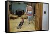 Woman Vacuuming Living Room-William P. Gottlieb-Framed Stretched Canvas