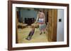 Woman Vacuuming Living Room-William P. Gottlieb-Framed Photographic Print