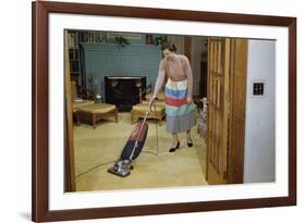 Woman Vacuuming Living Room-William P. Gottlieb-Framed Photographic Print