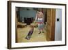 Woman Vacuuming Living Room-William P. Gottlieb-Framed Photographic Print