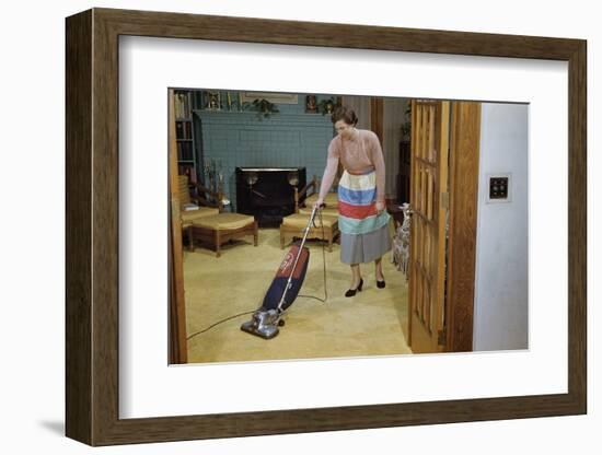 Woman Vacuuming Living Room-William P. Gottlieb-Framed Photographic Print