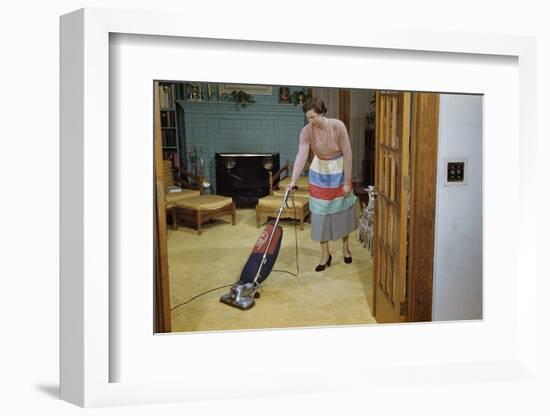 Woman Vacuuming Living Room-William P. Gottlieb-Framed Photographic Print