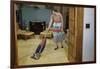 Woman Vacuuming Living Room-William P. Gottlieb-Framed Photographic Print