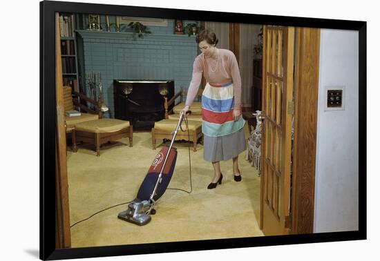 Woman Vacuuming Living Room-William P. Gottlieb-Framed Photographic Print