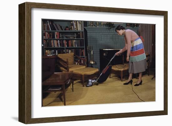 Woman Vacuuming Living Room-William P. Gottlieb-Framed Photographic Print