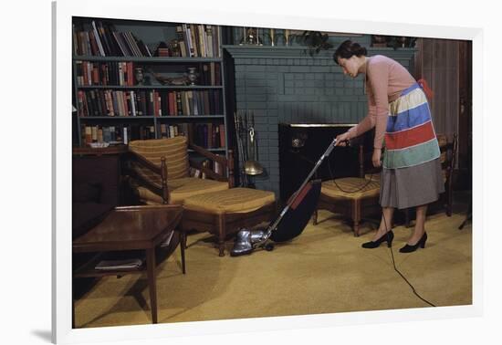 Woman Vacuuming Living Room-William P. Gottlieb-Framed Photographic Print